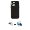 MARSİLYAN™- iPhone 13 Pro Max Kılıf Çekirdek Çizgi - Siyah 3D Antistatik Cam Ekran Koruyucu + Pers Alüminyum Kamera Lens - LT