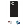 MARSİLYAN™- iPhone 13 Pro Max Kılıf Çekirdek Çizgi - Siyah 3D Antistatik Cam Ekran Koruyucu + Pers Alüminyum Kamera Lens - KI