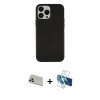 MARSİLYAN™- iPhone 13 Pro Max Kılıf Çekirdek Çizgi - Siyah 3D Antistatik Cam Ekran Koruyucu + Rainbow Kamera Lens Koruma Cam - REGD