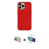 MARSİLYAN™- iPhone 13 Pro Max Kılıf Çekirdek Çizgi - Siyah 3D Antistatik Cam Ekran Koruyucu + Rainbow Kamera Lens Koruma Cam - REGD