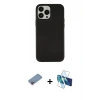 MARSİLYAN™- iPhone 13 Pro Max Kılıf Çekirdek Çizgi - Siyah 3D Antistatik Cam Ekran Koruyucu + Shine Kamera Lens Koruma Cam - PE