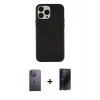 MARSİLYAN™- iPhone 13 Pro Max Kılıf Çekirdek Çizgi - Siyah 3D Antistatik Hayalet Cam Ekran Koruyucu + Neon Fosforlu Kamera Lens - BZ