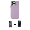 MARSİLYAN™- iPhone 13 Pro Max Kılıf Çekirdek Çizgi - Siyah 3D Antistatik Hayalet Cam Ekran Koruyucu + Neon Fosforlu Kamera Lens - BZ