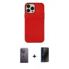 MARSİLYAN™- iPhone 13 Pro Max Kılıf Çekirdek Çizgi - Siyah 3D Antistatik Hayalet Cam Ekran Koruyucu + Neon Fosforlu Kamera Lens - BZ