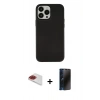 MARSİLYAN™- iPhone 13 Pro Max Kılıf Çekirdek Çizgi - Siyah 3D Antistatik Hayalet Cam Ekran Koruyucu + Pers Alüminyum Kamera Lens - KI