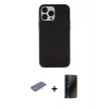 MARSİLYAN™- iPhone 13 Pro Max Kılıf Çekirdek Çizgi - Siyah 3D Antistatik Hayalet Cam Ekran Koruyucu + Renkli Kamera Lens Koruma Cam - MI