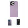 MARSİLYAN™- iPhone 13 Pro Max Kılıf Çekirdek Çizgi - Siyah 3D Antistatik Hayalet Cam Ekran Koruyucu + Neon Fosforlu Kamera Lens - MI