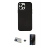 MARSİLYAN™- iPhone 13 Pro Max Kılıf Çekirdek Çizgi - Siyah 3D Antistatik Hayalet Cam Ekran Koruyucu + Rainbow Kamera Lens Koruma Cam - MI