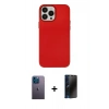 MARSİLYAN™- iPhone 13 Pro Max Kılıf Çekirdek Çizgi - Siyah 3D Antistatik Hayalet Cam Ekran Koruyucu + Neon Fosforlu Kamera Lens - MI