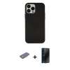 MARSİLYAN™- iPhone 13 Pro Max Kılıf Çekirdek Çizgi - Siyah 3D Antistatik Hayalet Cam Ekran Koruyucu + Renkli Kamera Lens Koruma Cam - PE