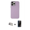 MARSİLYAN™- iPhone 13 Pro Max Kılıf Çekirdek Çizgi - Siyah 3D Antistatik Hayalet Cam Ekran Koruyucu + Rainbow Kamera Lens Koruma Cam - MR