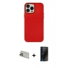 MARSİLYAN™- iPhone 13 Pro Max Kılıf Çekirdek Çizgi - Siyah 3D Antistatik Hayalet Cam Ekran Koruyucu + Rainbow Kamera Lens Koruma Cam - REGD