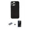 MARSİLYAN™- iPhone 13 Pro Max Kılıf Çekirdek Çizgi - Siyah 3D Antistatik Hayalet Cam Ekran Koruyucu + Renkli Kamera Lens Koruma Cam - SI