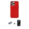 MARSİLYAN™- iPhone 13 Pro Max Kılıf Çekirdek Çizgi - Siyah 3D Antistatik Hayalet Cam Ekran Koruyucu + Renkli Kamera Lens Koruma Cam - SI