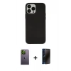 MARSİLYAN™- iPhone 13 Pro Max Kılıf Çekirdek Çizgi - Siyah 3D Antistatik Hayalet Cam Ekran Koruyucu + Neon Fosforlu Kamera Lens - YL