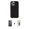 MARSİLYAN™- iPhone 13 Pro Max Kılıf Çekirdek Çizgi - Siyah 6D Mat Seramik Hayalet Nano Ekran Koruyucu + Neon Fosforlu Kamera Lens - BZ