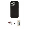 MARSİLYAN™- iPhone 13 Pro Max Kılıf Çekirdek Çizgi - Siyah 6D Mat Seramik Hayalet Nano Ekran Koruyucu + Pers Alüminyum Kamera Lens - KI