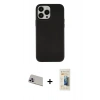 MARSİLYAN™- iPhone 13 Pro Max Kılıf Çekirdek Çizgi - Siyah 6D Mat Seramik Hayalet Nano Ekran Koruyucu + Rainbow Kamera Lens Koruma Cam - MR