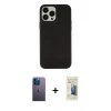 MARSİLYAN™- iPhone 13 Pro Max Kılıf Çekirdek Çizgi - Siyah 6D Mat Seramik Hayalet Nano Ekran Koruyucu + Neon Fosforlu Kamera Lens - MI