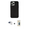 MARSİLYAN™- iPhone 13 Pro Max Kılıf Çekirdek Çizgi - Siyah 6D Mat Seramik Hayalet Nano Ekran Koruyucu + Pers Alüminyum Kamera Lens - LT