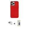 MARSİLYAN™- iPhone 13 Pro Max Kılıf Çekirdek Çizgi - Siyah 6D Mat Seramik Hayalet Nano Ekran Koruyucu + Sierra Blue Pers Alüminyum Kamera Lens