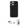MARSİLYAN™- iPhone 13 Pro Max Kılıf Çekirdek Çizgi - Siyah 6D Mat Seramik Hayalet Nano Ekran Koruyucu + Sierra Blue Pers Alüminyum Kamera Lens