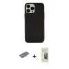 MARSİLYAN™- iPhone 13 Pro Max Kılıf Çekirdek Çizgi - Siyah 6D Mat Seramik Hayalet Nano Ekran Koruyucu + Turuncu Renkli Kamera Lens Koruma Cam