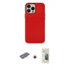 MARSİLYAN™- iPhone 13 Pro Max Kılıf Çekirdek Çizgi - Siyah 6D Mat Seramik Hayalet Nano Ekran Koruyucu + Turuncu Renkli Kamera Lens Koruma Cam