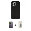 MARSİLYAN™- iPhone 13 Pro Max Kılıf Çekirdek Çizgi - Siyah 6D Mat Seramik Hayalet Nano Ekran Koruyucu + Neon Fosforlu Kamera Lens - YL