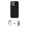 MARSİLYAN™- iPhone 13 Pro Max Kılıf Çekirdek Çizgi - Siyah Bilvis 3D Cam Ekran Koruyucu + Gold Shine Kamera Lens