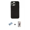 MARSİLYAN™- iPhone 13 Pro Max Kılıf Çekirdek Çizgi - Siyah Bilvis 3D Cam Ekran Koruyucu + Mavi Shine Kamera Lens Koruma Cam