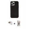 MARSİLYAN™- iPhone 13 Pro Max Kılıf Çekirdek Çizgi - Siyah Bilvis 3D Cam Ekran Koruyucu + Pers Alüminyum Kamera Lens - GD