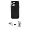 MARSİLYAN™- iPhone 13 Pro Max Kılıf Çekirdek Çizgi - Siyah Bilvis 3D Cam Ekran Koruyucu + Pers Alüminyum Kamera Lens - GI