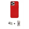 MARSİLYAN™- iPhone 13 Pro Max Kılıf Çekirdek Çizgi - Siyah Bilvis 3D Cam Ekran Koruyucu + Rainbow Kamera Lens Koruma Cam - MR