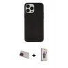 MARSİLYAN™- iPhone 13 Pro Max Kılıf Çekirdek Çizgi - Siyah Bilvis 3D Cam Ekran Koruyucu + Rainbow Kamera Lens Koruma Cam - KI
