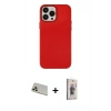 MARSİLYAN™- iPhone 13 Pro Max Kılıf Çekirdek Çizgi - Siyah Bilvis 3D Cam Ekran Koruyucu + Rainbow Kamera Lens Koruma Cam - REGD