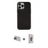 MARSİLYAN™- iPhone 13 Pro Max Kılıf Çekirdek Çizgi - Siyah Bilvis 3D Cam Ekran Koruyucu + Rainbow Kamera Lens Koruma Cam - MI