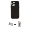 MARSİLYAN™- iPhone 13 Pro Max Kılıf Çekirdek Çizgi - Siyah Bilvis 3D Cam Ekran Koruyucu + Rainbow Kamera Lens Koruma Cam - BZ