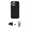 MARSİLYAN™- iPhone 13 Pro Max Kılıf Çekirdek Çizgi - Siyah Bilvis 3D Cam Ekran Koruyucu + Raze Metal Kamera Lens - GD