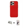 MARSİLYAN™- iPhone 13 Pro Max Kılıf Çekirdek Çizgi - Siyah Bilvis 3D Mat Cam Ekran Koruyucu + Rainbow Kamera Lens Koruma Cam - BZ
