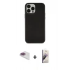 MARSİLYAN™- iPhone 13 Pro Max Kılıf Çekirdek Çizgi - Siyah Bilvis 3D Mat Cam Ekran Koruyucu + Pers Alüminyum Kamera Lens - GI