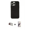 MARSİLYAN™- iPhone 13 Pro Max Kılıf Çekirdek Çizgi - Siyah Bilvis 3D Mat Cam Ekran Koruyucu + Rainbow Kamera Lens Koruma Cam - KI