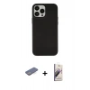 MARSİLYAN™- iPhone 13 Pro Max Kılıf Çekirdek Çizgi - Siyah Bilvis 3D Mat Cam Ekran Koruyucu + Renkli Kamera Lens Koruma Cam - MI