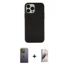 MARSİLYAN™- iPhone 13 Pro Max Kılıf Çekirdek Çizgi - Siyah Bilvis 3D Mat Cam Ekran Koruyucu + Neon Fosforlu Kamera Lens - YL