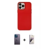 MARSİLYAN™- iPhone 13 Pro Max Kılıf Çekirdek Çizgi - Siyah Bilvis 3D Mat Cam Ekran Koruyucu + Neon Fosforlu Kamera Lens - MI