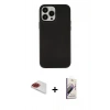 MARSİLYAN™- iPhone 13 Pro Max Kılıf Çekirdek Çizgi - Siyah Bilvis 3D Mat Cam Ekran Koruyucu + Pers Alüminyum Kamera Lens - KI