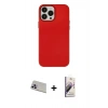 MARSİLYAN™- iPhone 13 Pro Max Kılıf Çekirdek Çizgi - Siyah Bilvis 3D Mat Cam Ekran Koruyucu + Rainbow Kamera Lens Koruma Cam - MR