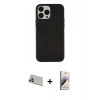 MARSİLYAN™- iPhone 13 Pro Max Kılıf Çekirdek Çizgi - Siyah Bilvis 3D Mat Cam Ekran Koruyucu + Rainbow Kamera Lens Koruma Cam - REGD