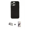 MARSİLYAN™- iPhone 13 Pro Max Kılıf Çekirdek Çizgi - Siyah Bilvis 3D Mat Cam Ekran Koruyucu + Rainbow Kamera Lens Koruma Cam - MR