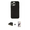 MARSİLYAN™- iPhone 13 Pro Max Kılıf Çekirdek Çizgi - Siyah Bilvis 3D Mat Cam Ekran Koruyucu + Raze Metal Kamera Lens - GD